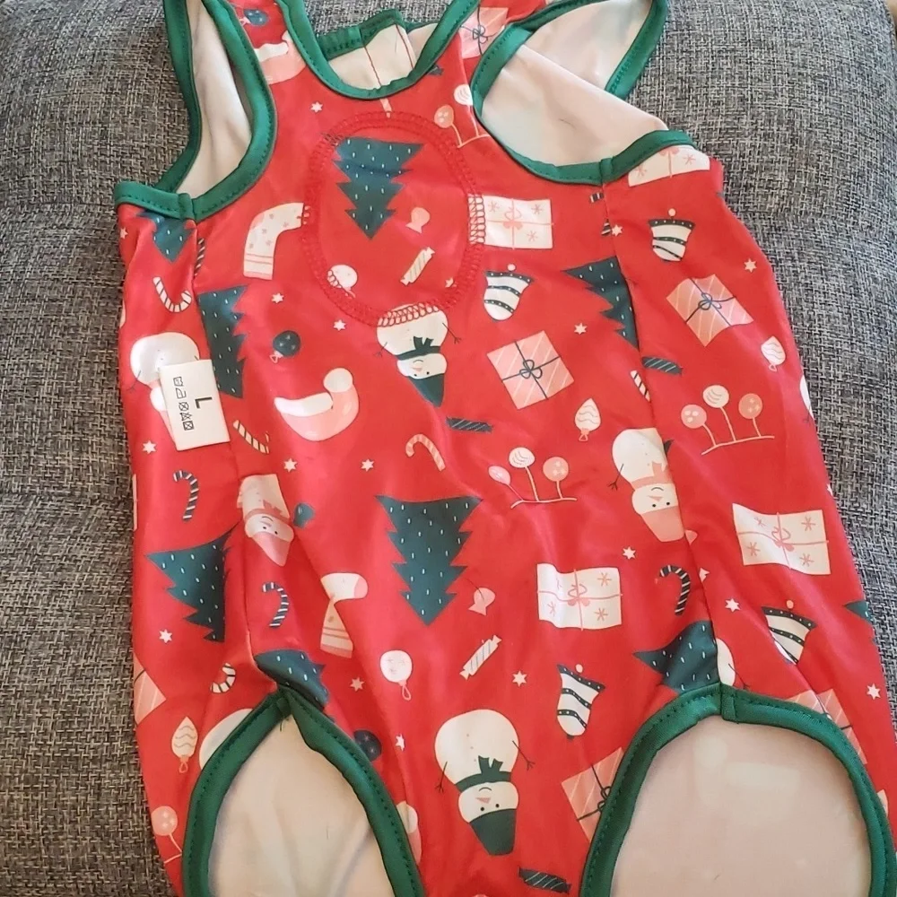 ASENKU Christmas Dog Onesie Pet Pajamas or Recovery Suit Size L